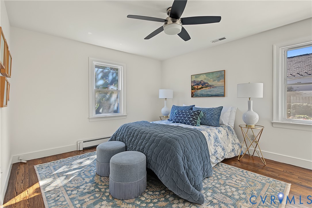 Ceiling fan, refinished HW floors