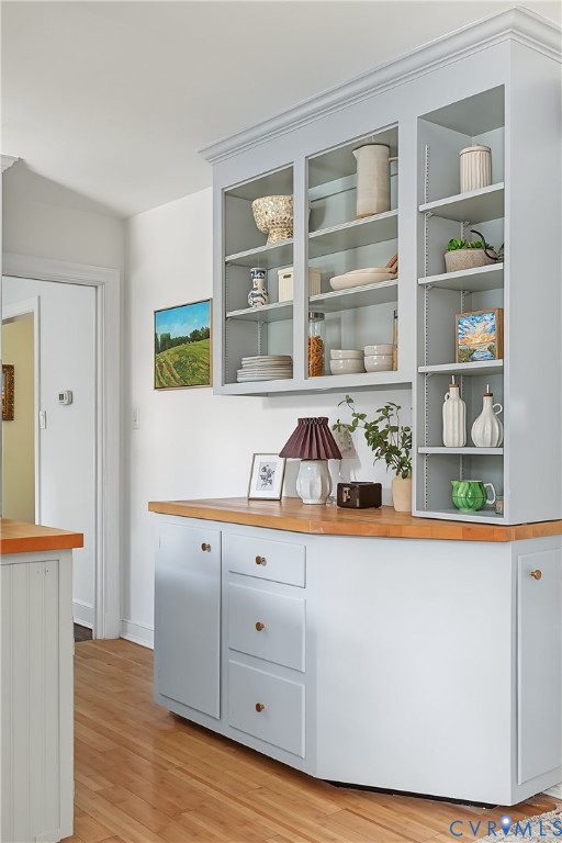 Open cabinets