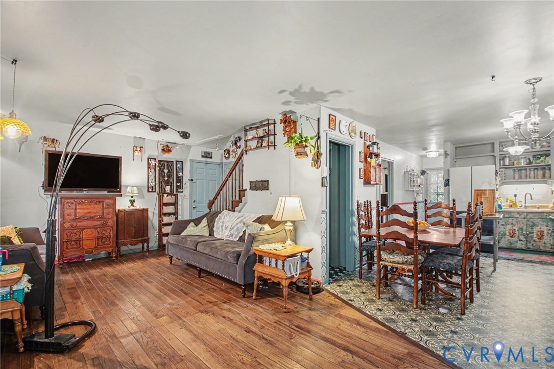 open kitchen and living room areas