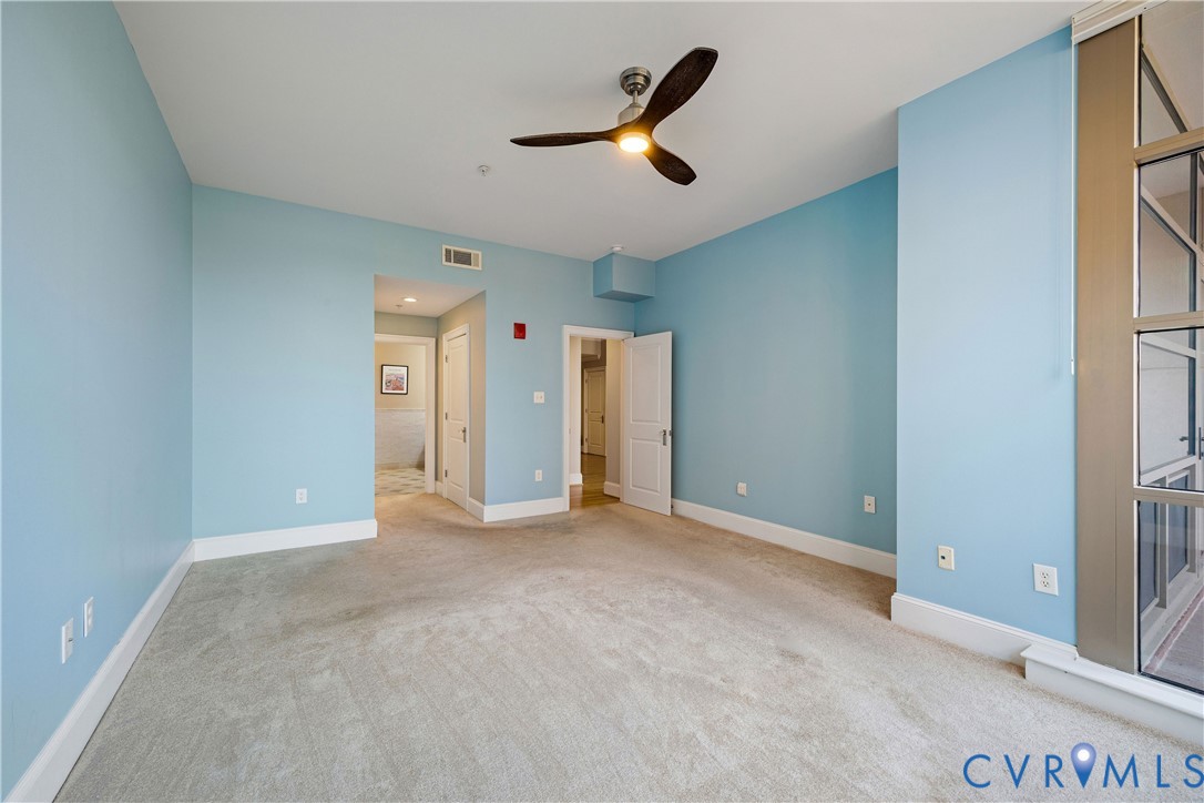 Towards closets, attached bath
