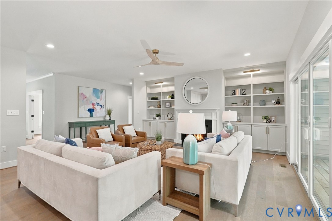 The Bookcase & Fireplace are the Feature Wall in the Great Room