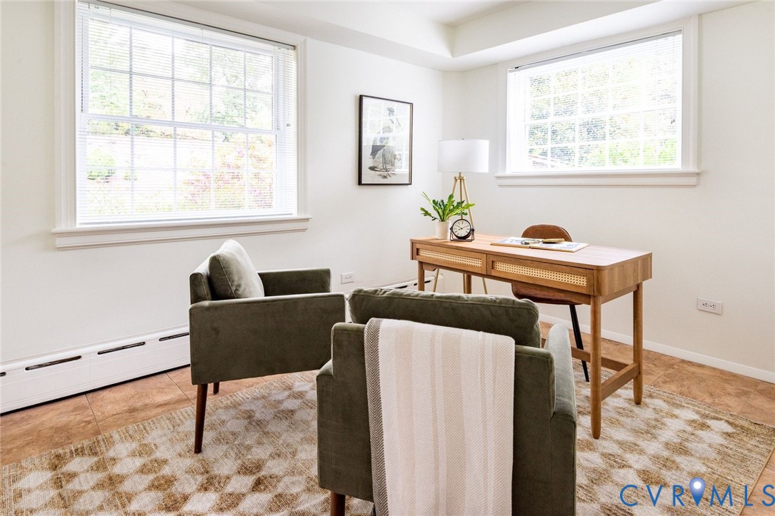 Fifth bedroom or office option with an additional, similarly sized room nextdoor that could service as an additional office or even a sixth guest room. Narby full bathroom and access to the garage.