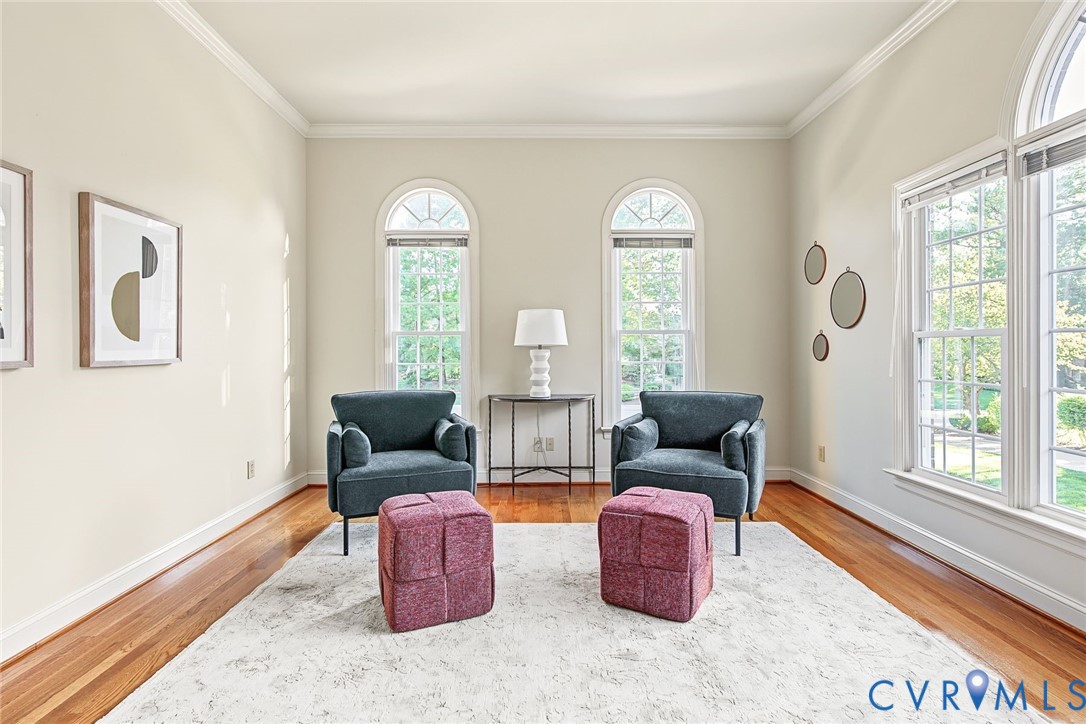 The sun filled breakfast room would also be an ideal space for enjoying a good book.