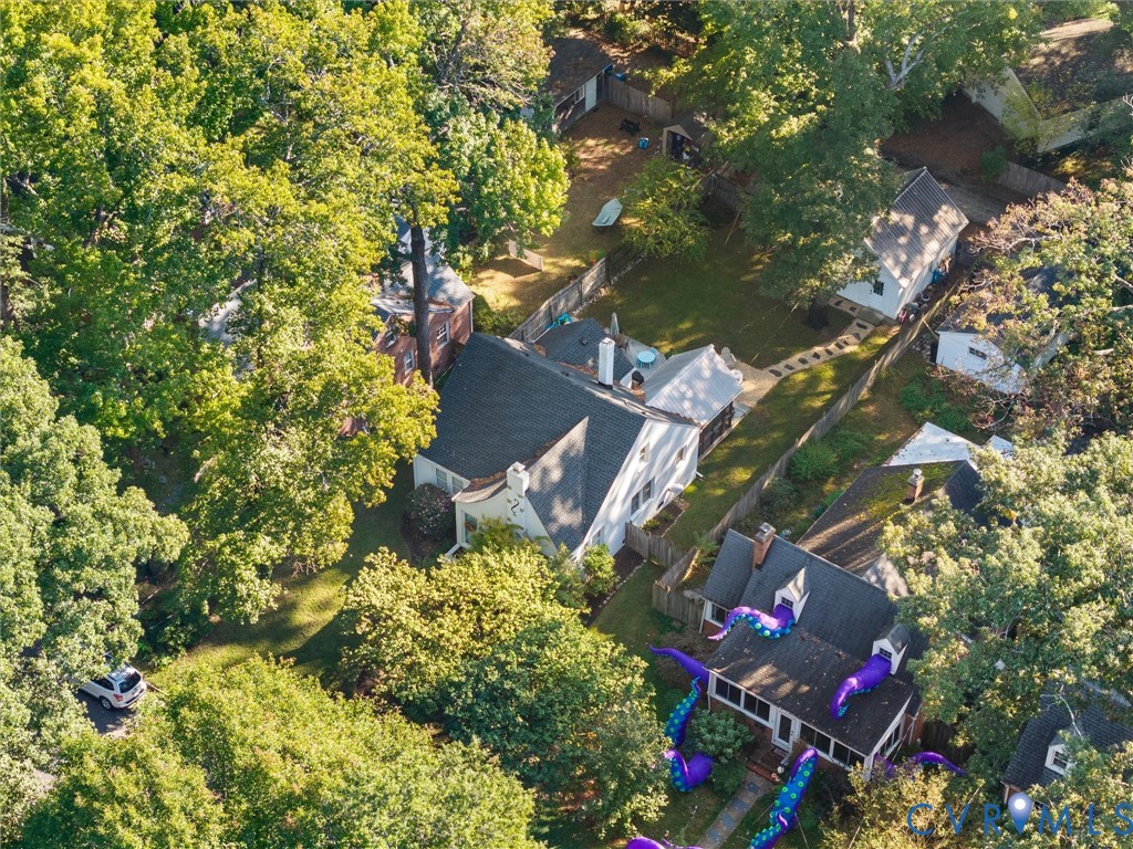 Notice the next door neighbors decked out for Halloween