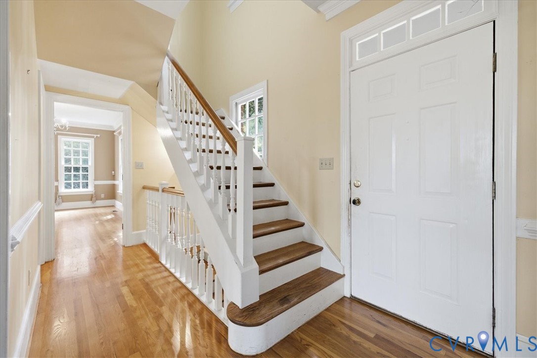 Staircase to the second floor and to the basement.