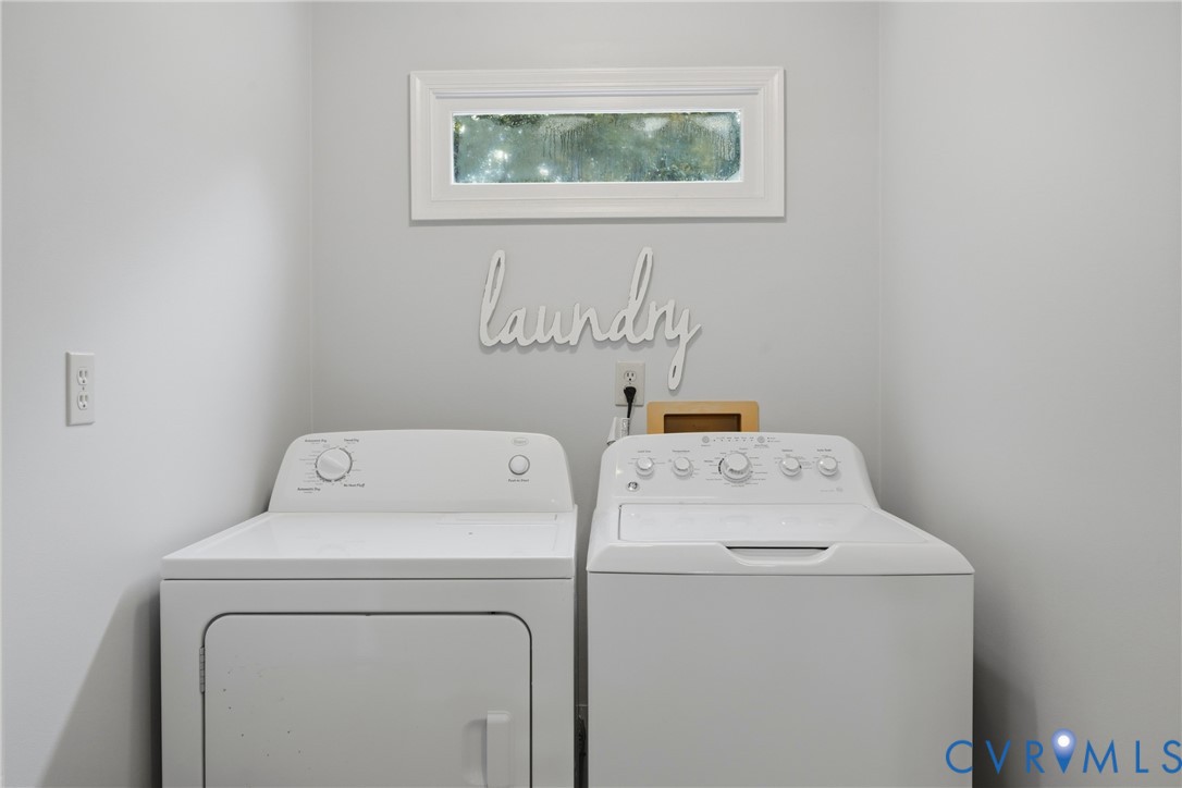 Laundry alcove featuring a horizontal rectangular window and neutral wall finish