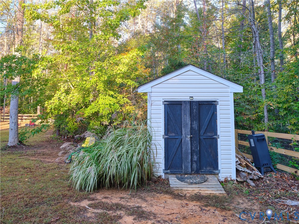 Storage shed for tools.