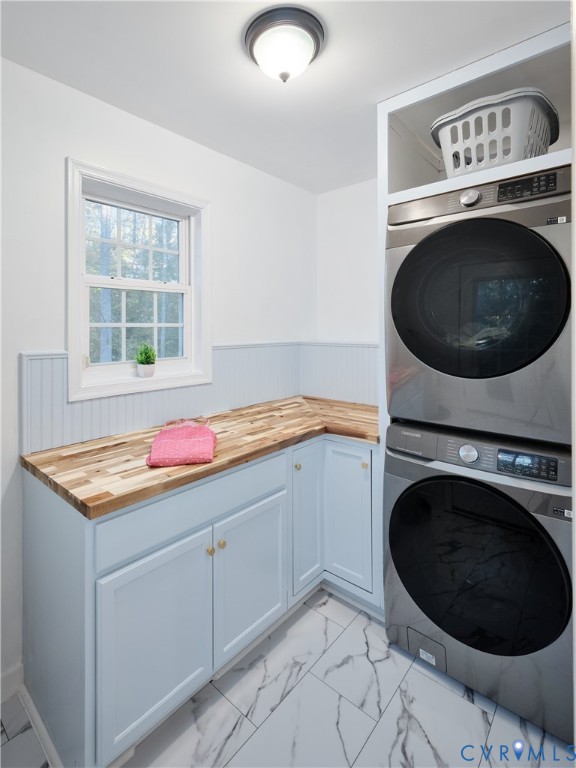 Newly constructed laundry and storage space.
