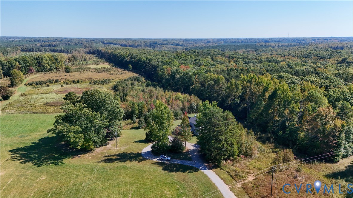 Expansive acreage featuring cleared pasture land, dense mature timber, and a private asphalt driveway