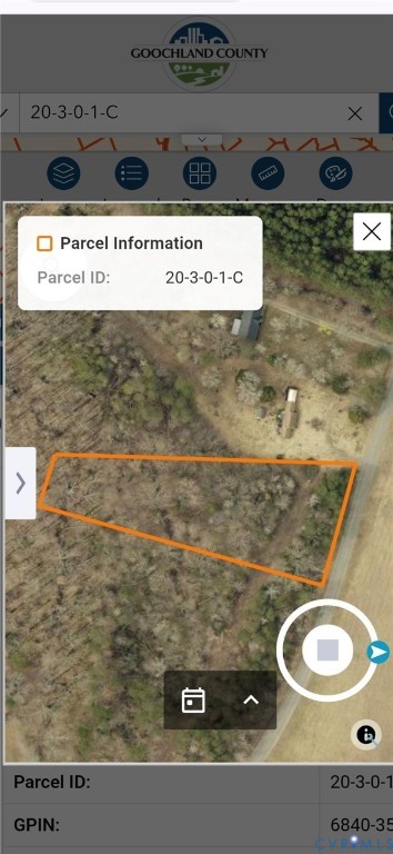 County GIS Portal. Displaying the aerial imagery and parcel identification records for the property