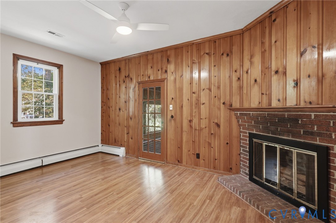 Family room with fireplace