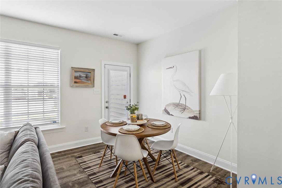 Cozy, warm dining area that flows seemlessly from the living room and kitchen.