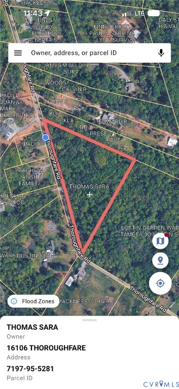 Tax Assessor Map. Depicting boundary lines, ownership, and parcel details for the property