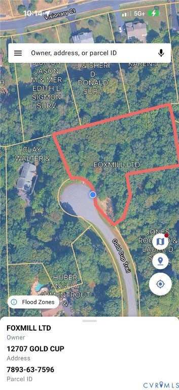 Property Record. Aerial map illustrating parcel boundaries and ownership data for the property