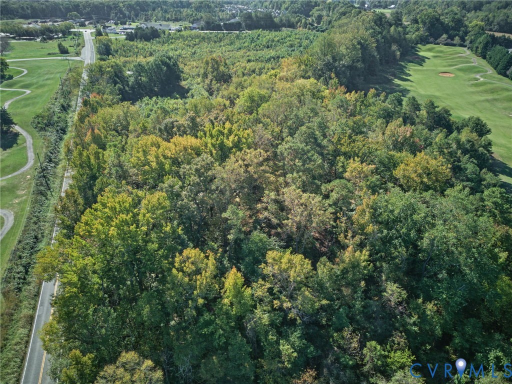 Expansive wooded lot featuring mature trees, direct paved road access, and proximity to maintained fairways