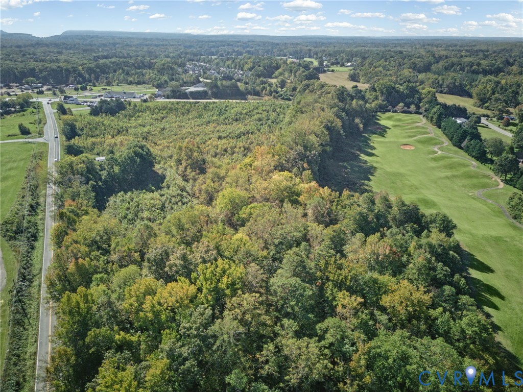 Expansive land parcel featuring dense mature woodland, rolling topography, and direct frontage to a paved roadway