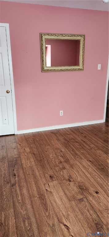 Interior space featuring wood-finish flooring and a single-panel interior door