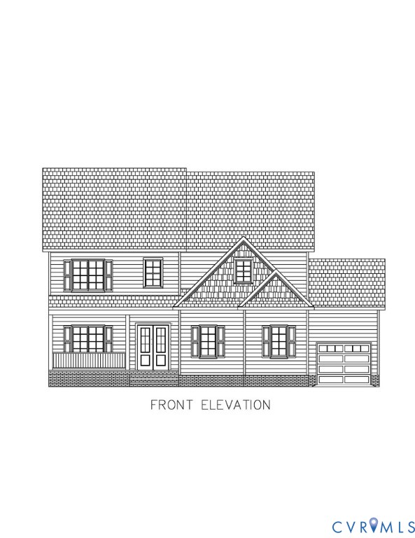 Architectural Blueprint, Front Elevation. Illustrating the exterior structural design and orientation of the property