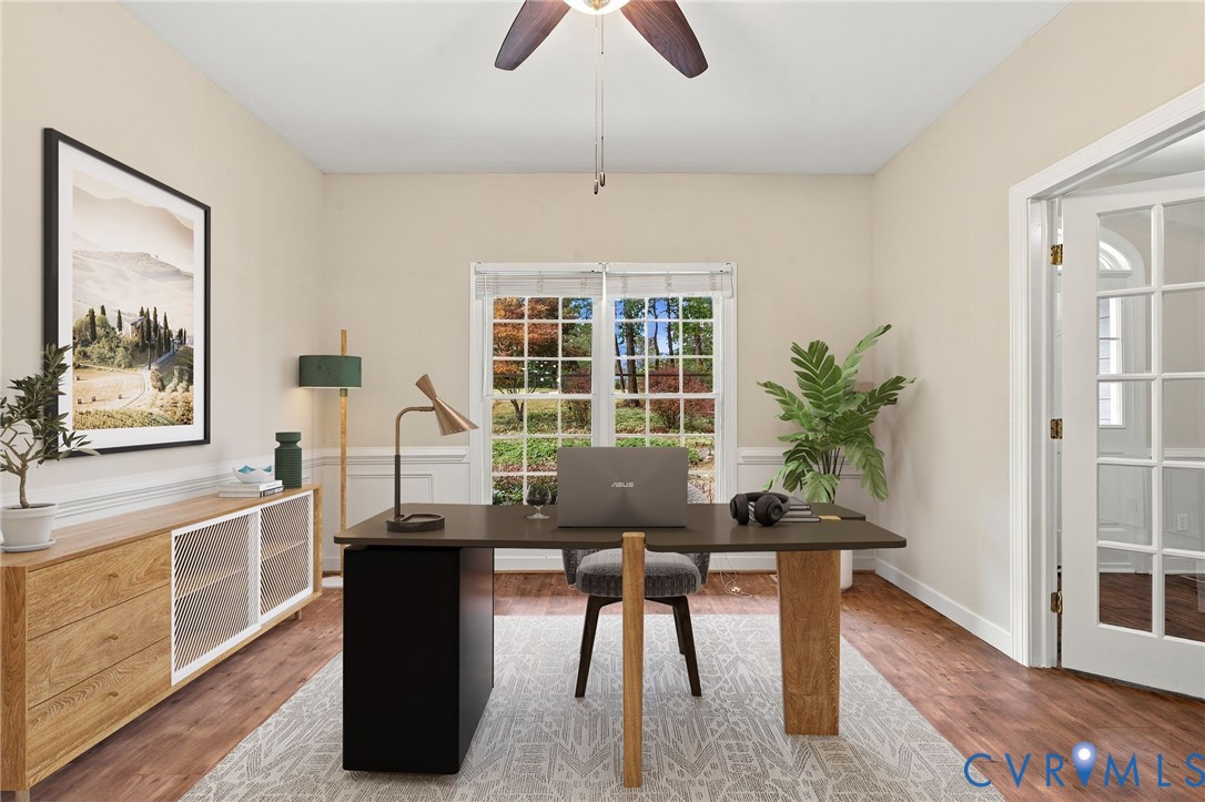 Office or study with lots of natural light. Virtually staged concept