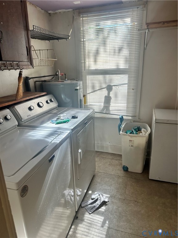 Utility space featuring tiled flooring, a single-hung window with horizontal blinds, and wall-mounted wire shelving