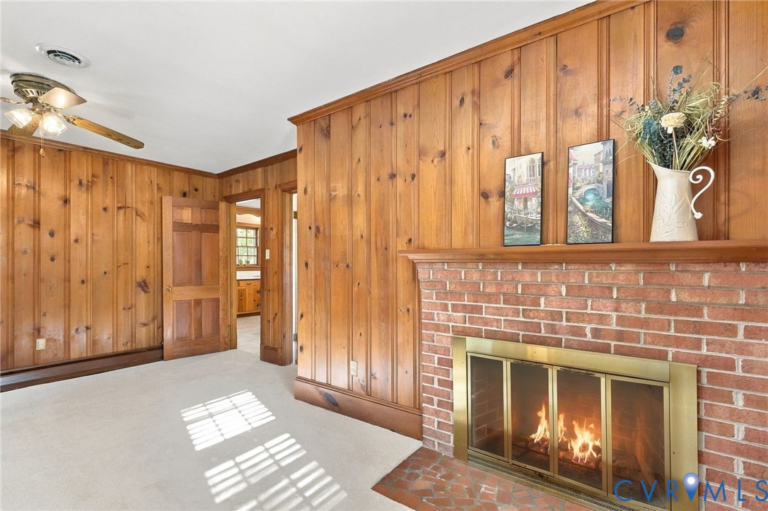 with second wood burning fireplace