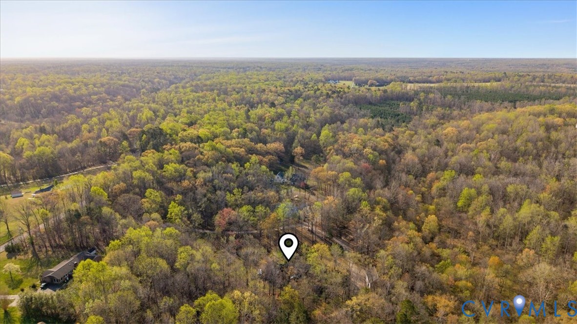 Aerial perspective of a heavily wooded lot featuring dense mature forest and vast natural landscape