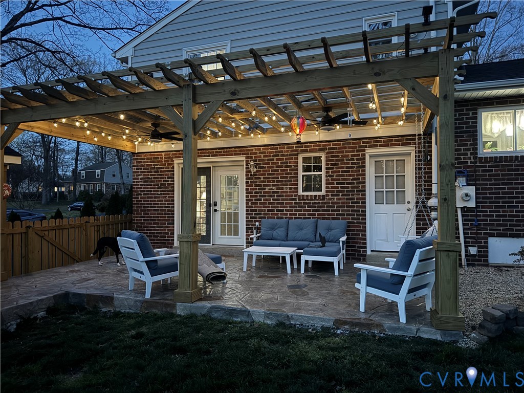Pergola with solar bistro lights Pergola with solar bistro lights