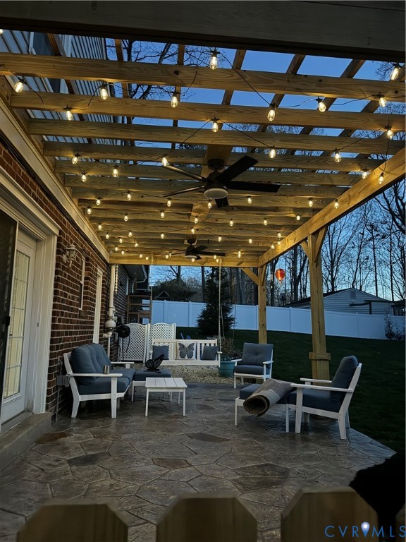 Pergola with solar bistro lights Pergola with solar bistro lights