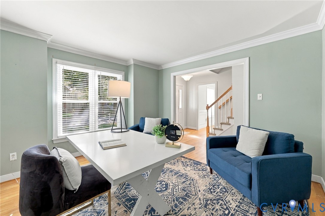 Large windows provide abundant natural light.