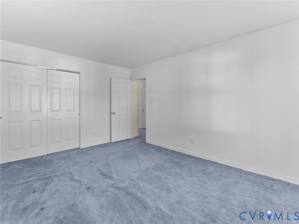 Room featuring carpeting, white walls, and a multi-panel sliding closet door