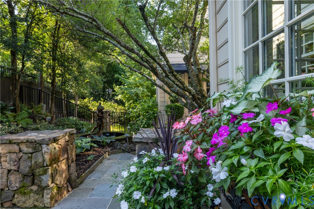 View toward the the wrought iron gate