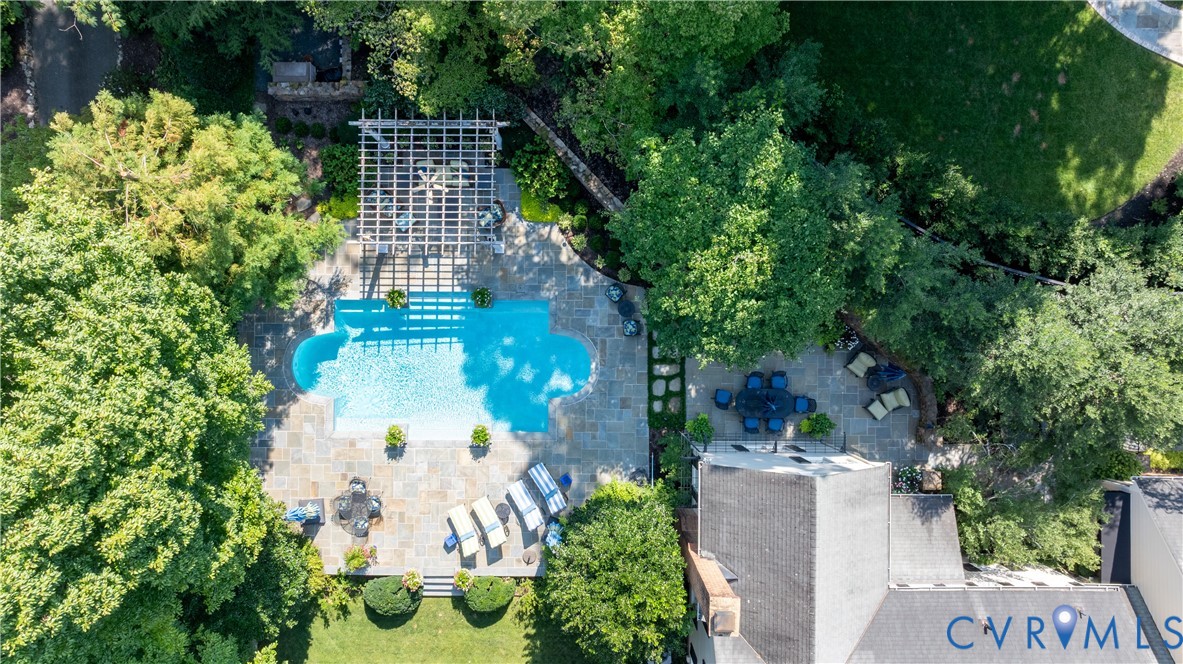 Elevated view of the pool area