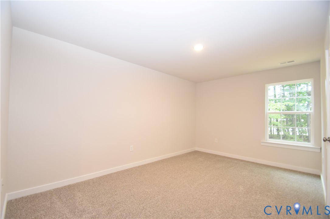 Neutral-toned walls, high-pile carpeting, and a double-pane window featuring a multi-light sash design