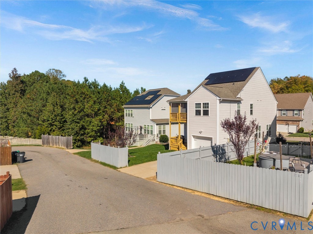 Aerial view of the rear of the property