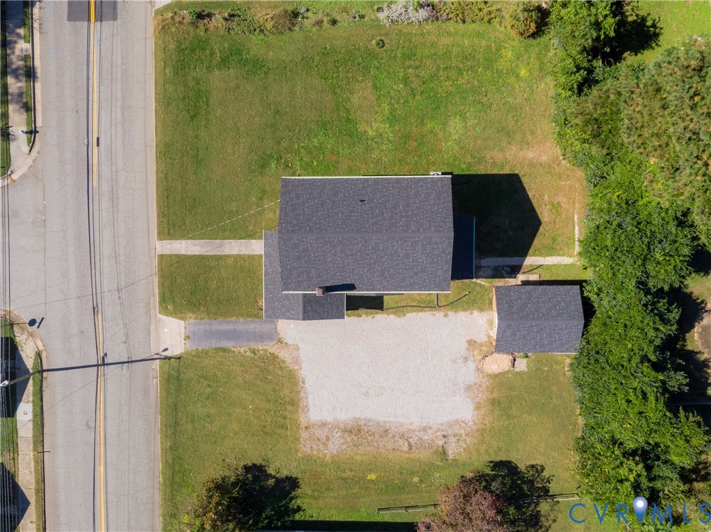 Aerial view of the double lot