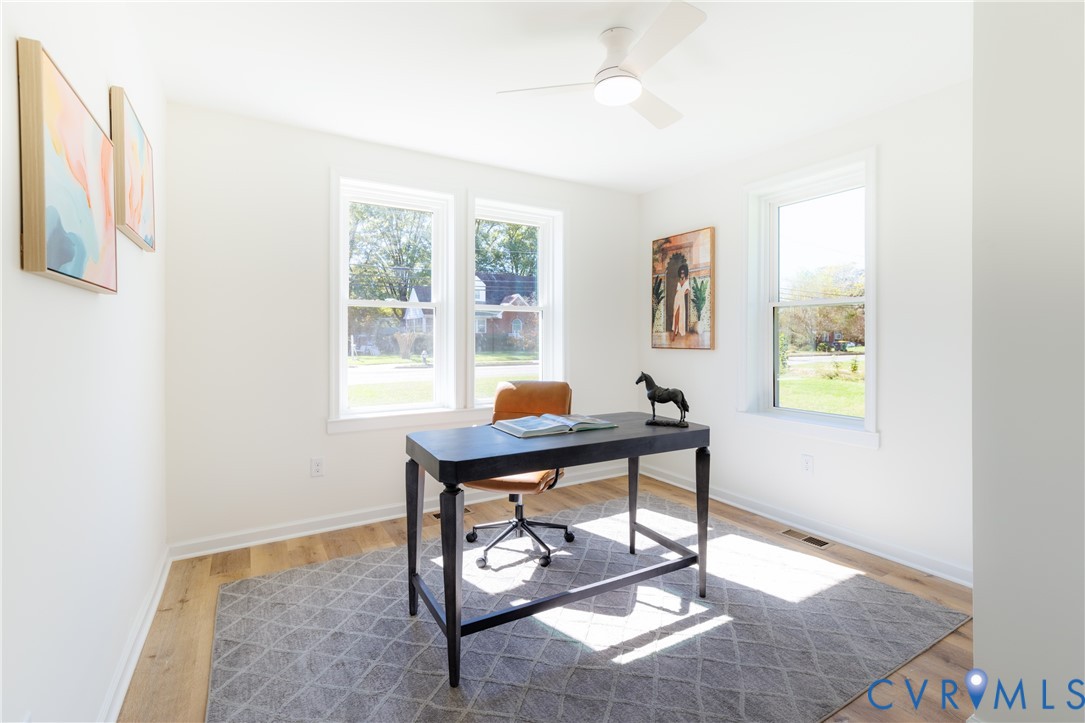 First floor bedroom set up as an office