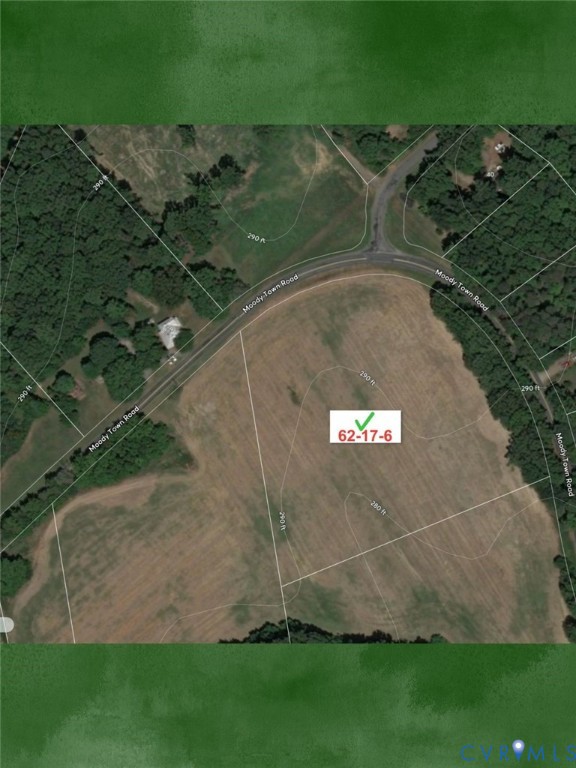 Aerial Parcel Map. Outlining the boundary dimensions and topography of the property
