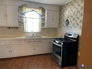 Double sink, gas cooking