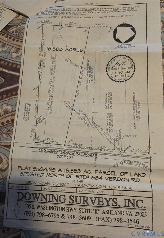 Survey Plat, Exhibit A. Documenting boundary lines, acreage, and documented easements for the property