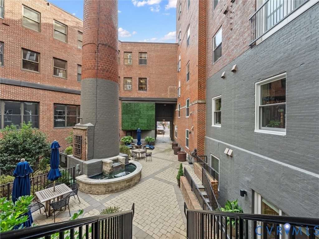 Community space: Center gated courtyard with water feature.