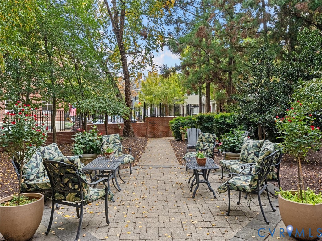 Gated courtyard along West Avenue.