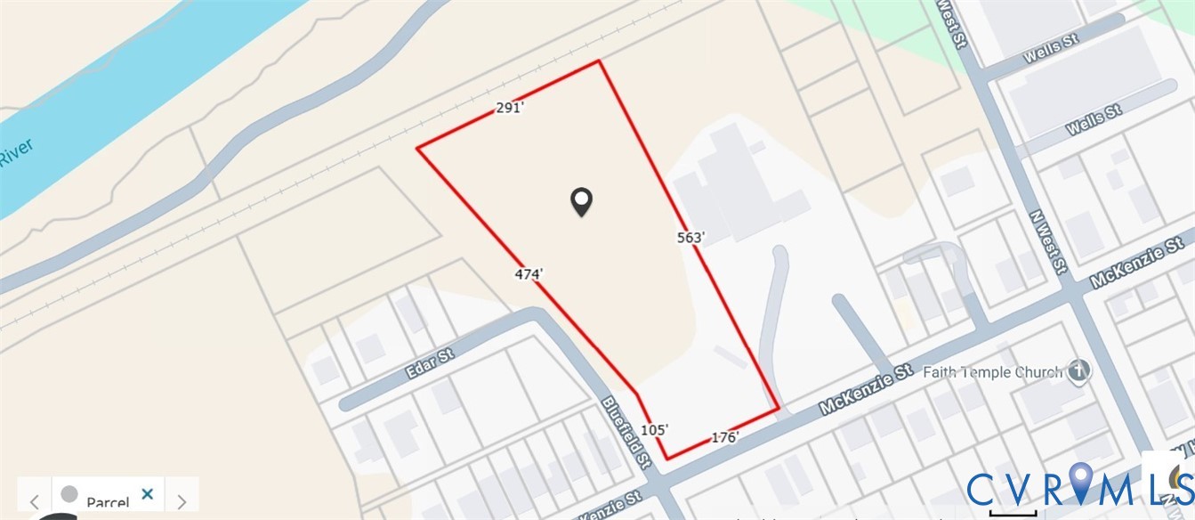 Parcel Map. Indicating boundaries and measurements of the property