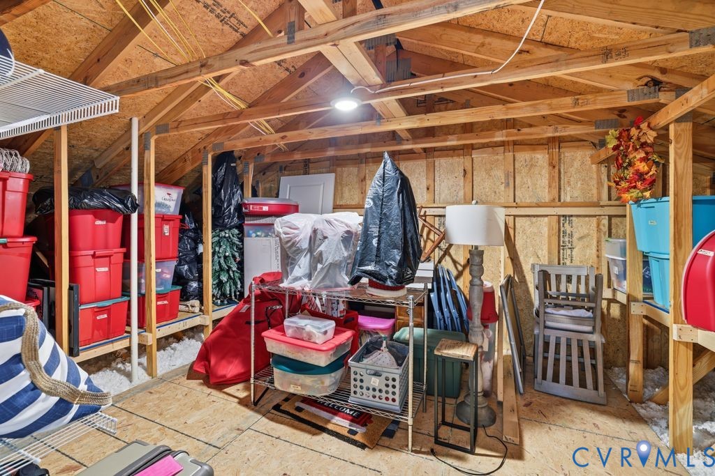 Tons of walk in storage and floored attic space!
