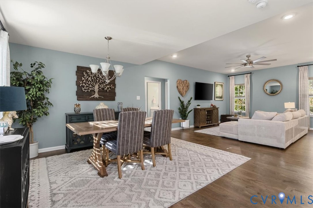 Dining room open to the living room, new scratch proof high end LVP