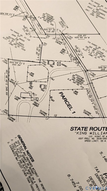 Survey Plat. Illustrating the property boundaries, existing structures, and recorded easements