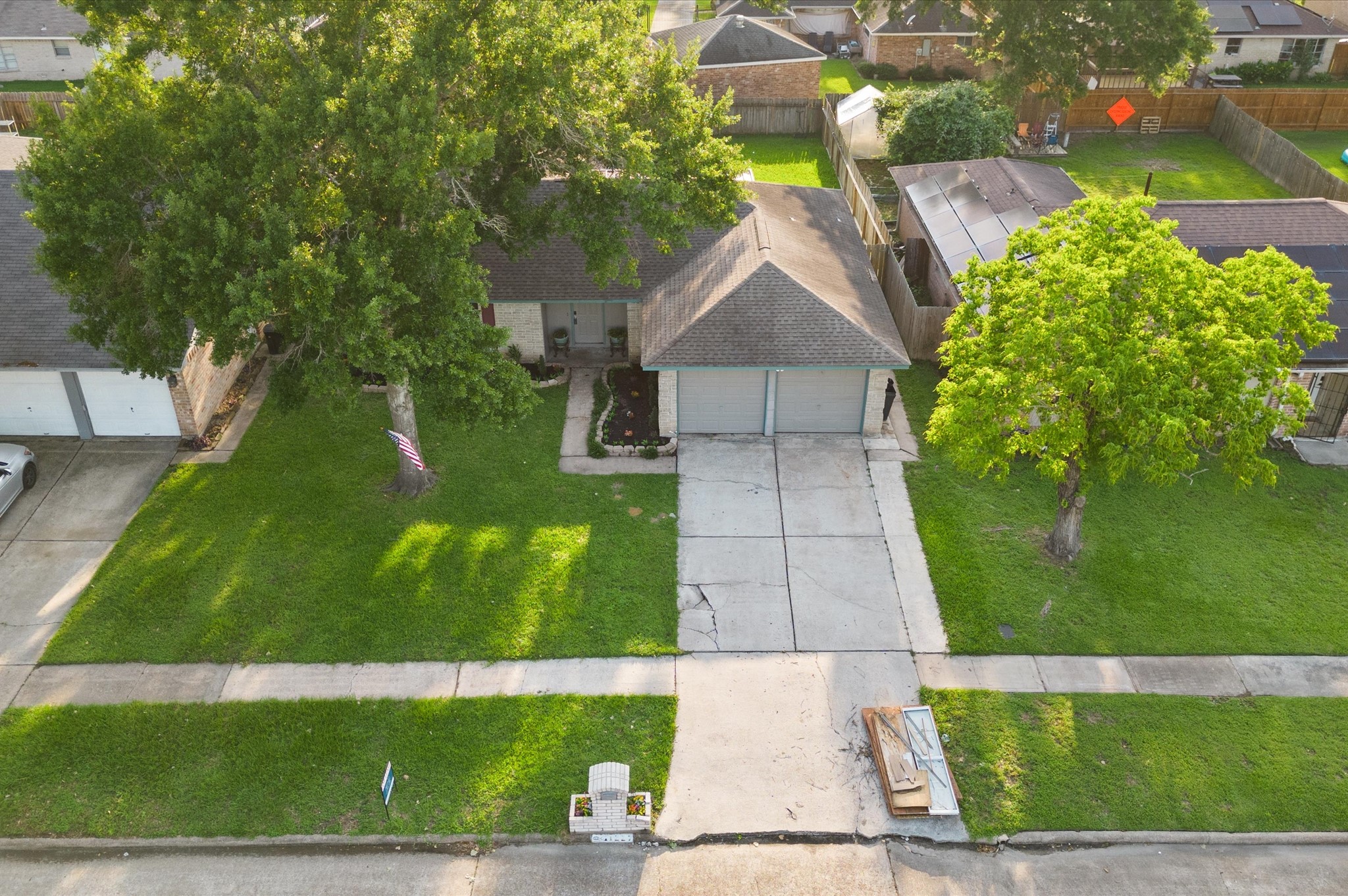The home is framed by trees!