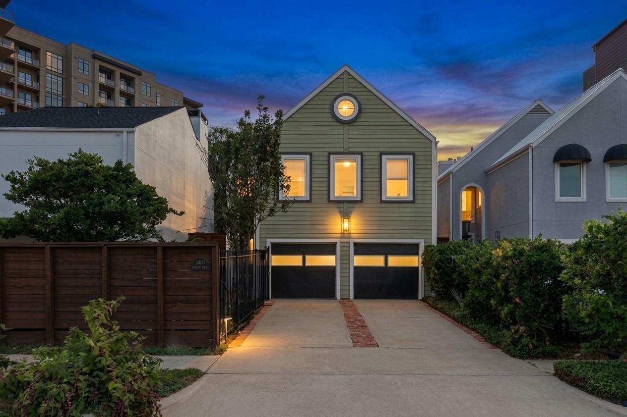 Twilight view front of house.