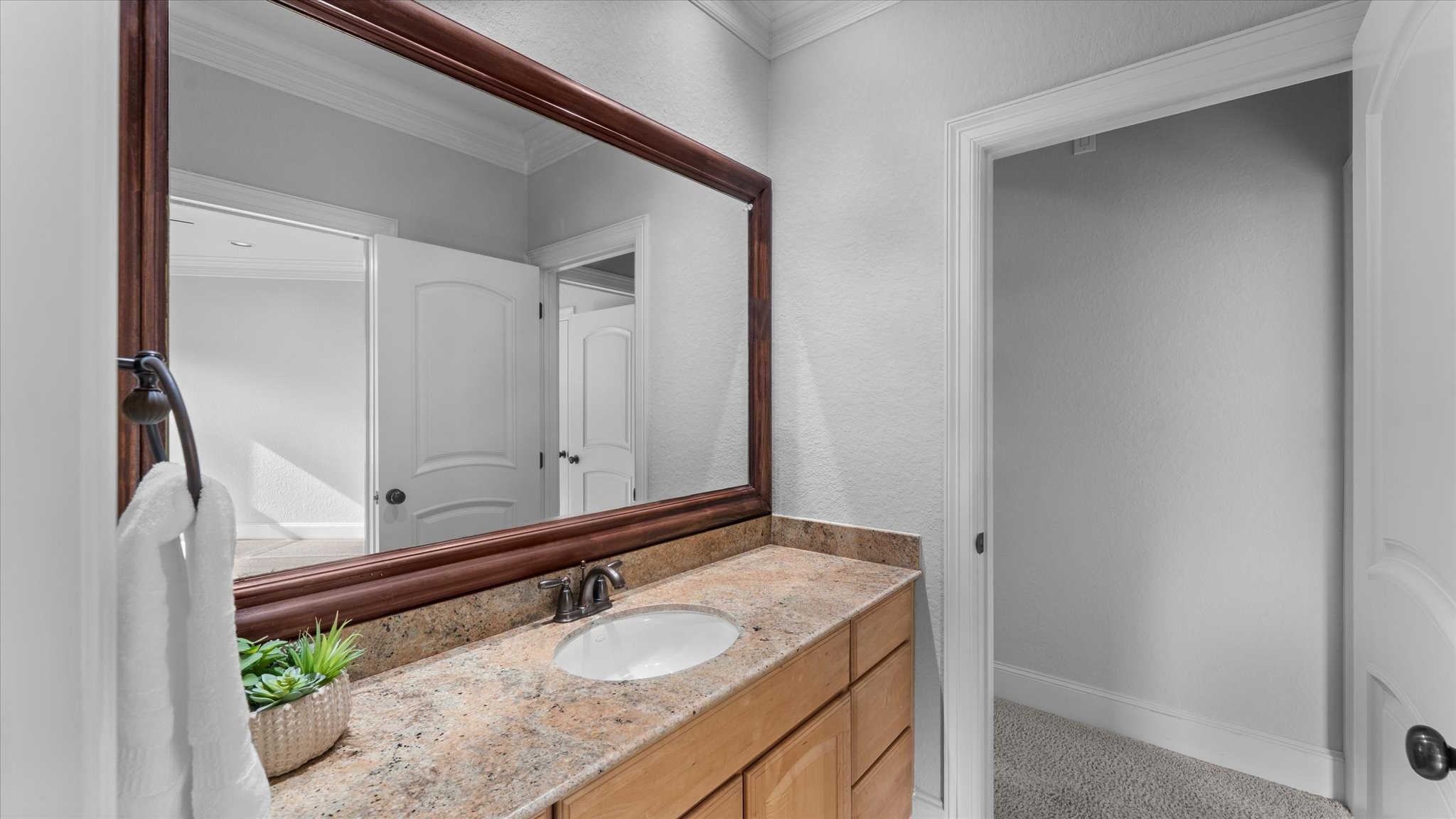 This is the sink area for the first upstairs bedroom.  Not shown is the tub and toilet area.