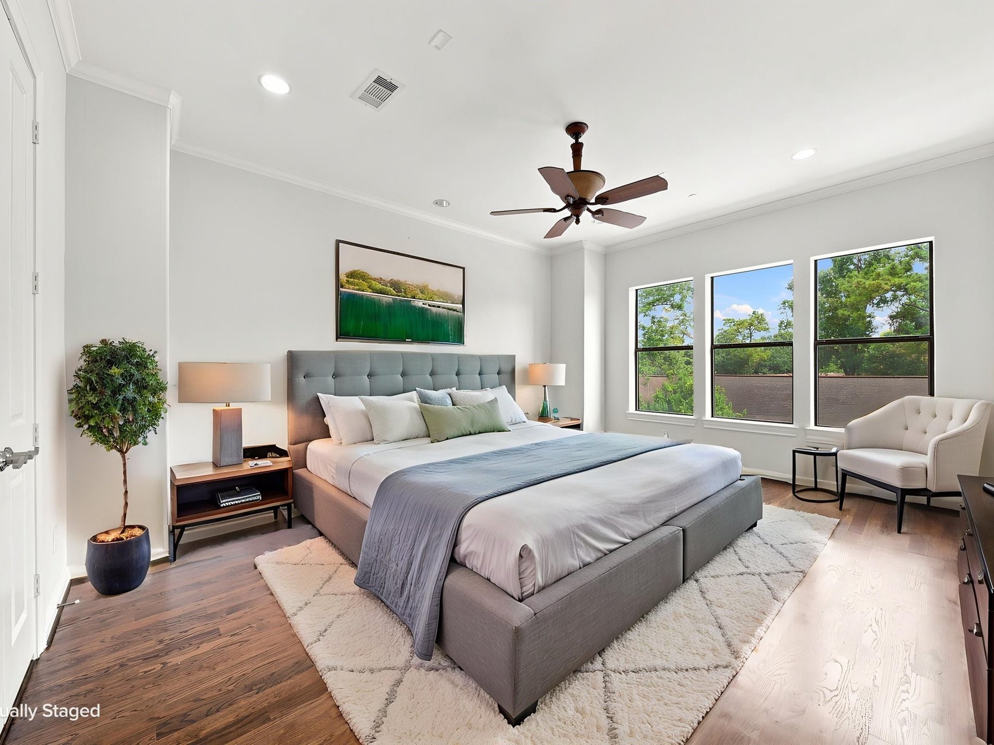 Primary Bedroom on the Second Floor Virtually Staged