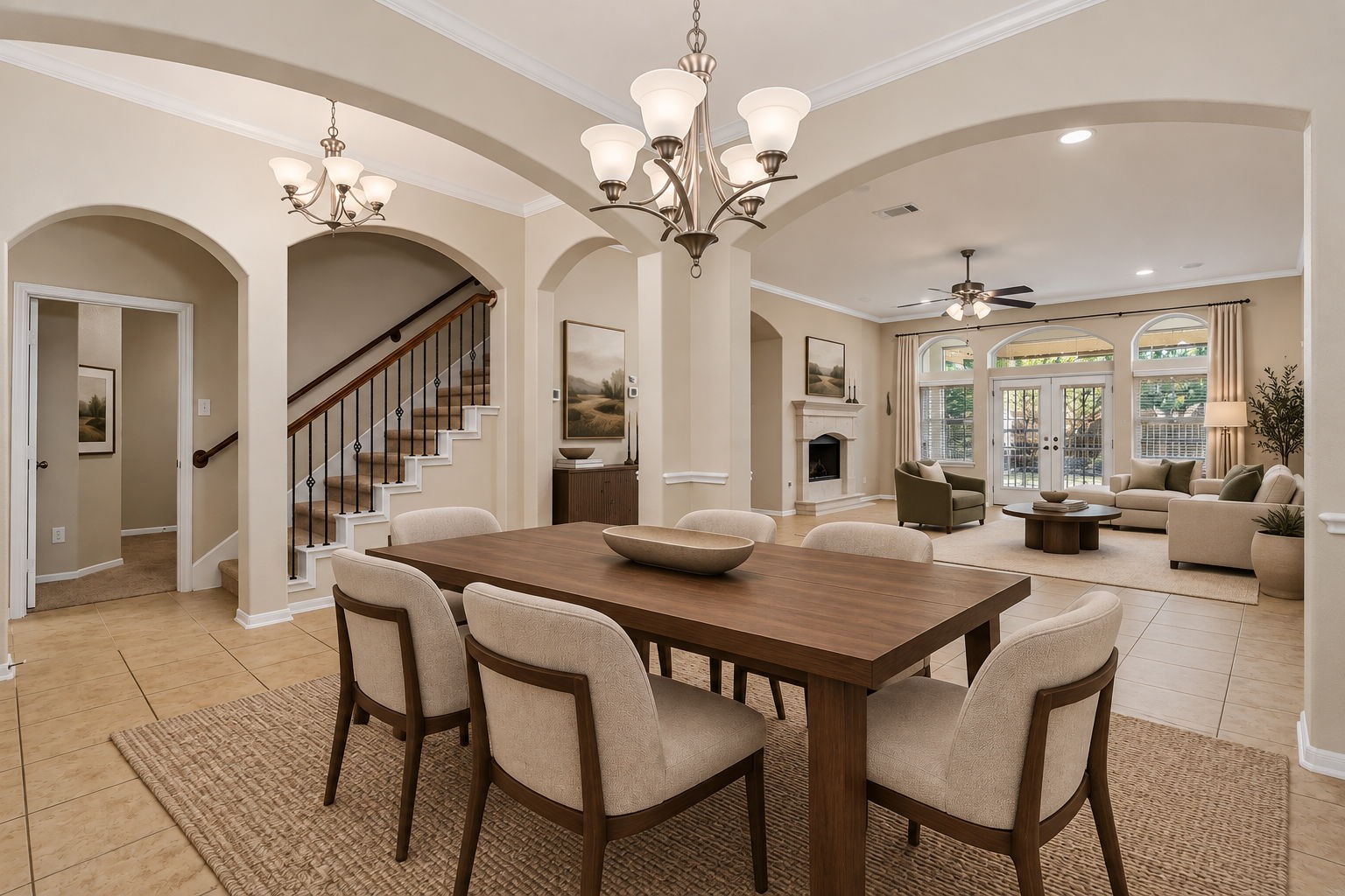 Located at the front of the home, the formal dining room provides an elegant setting for entertaining. Located at the front of the home, the formal dining room provides an elegant setting for entertaining.